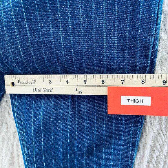 ASOS Denim Women's Jeans 26x27 Skinny Pinstripe Tapered Leg Raw Hems Mom Jeans - Picture 8 of 11